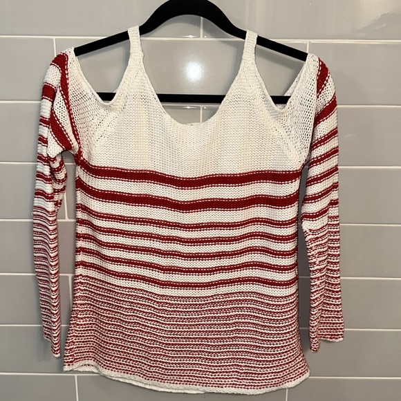 Peek-A-Boo Shoulder Striped Sweater - Picture 10 of 14